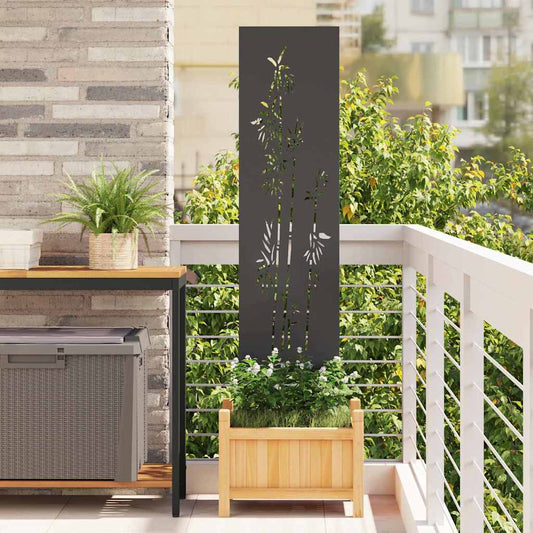 Garten Sichtschutz-Leinwand Floral Schwarz 32 x 140 cm