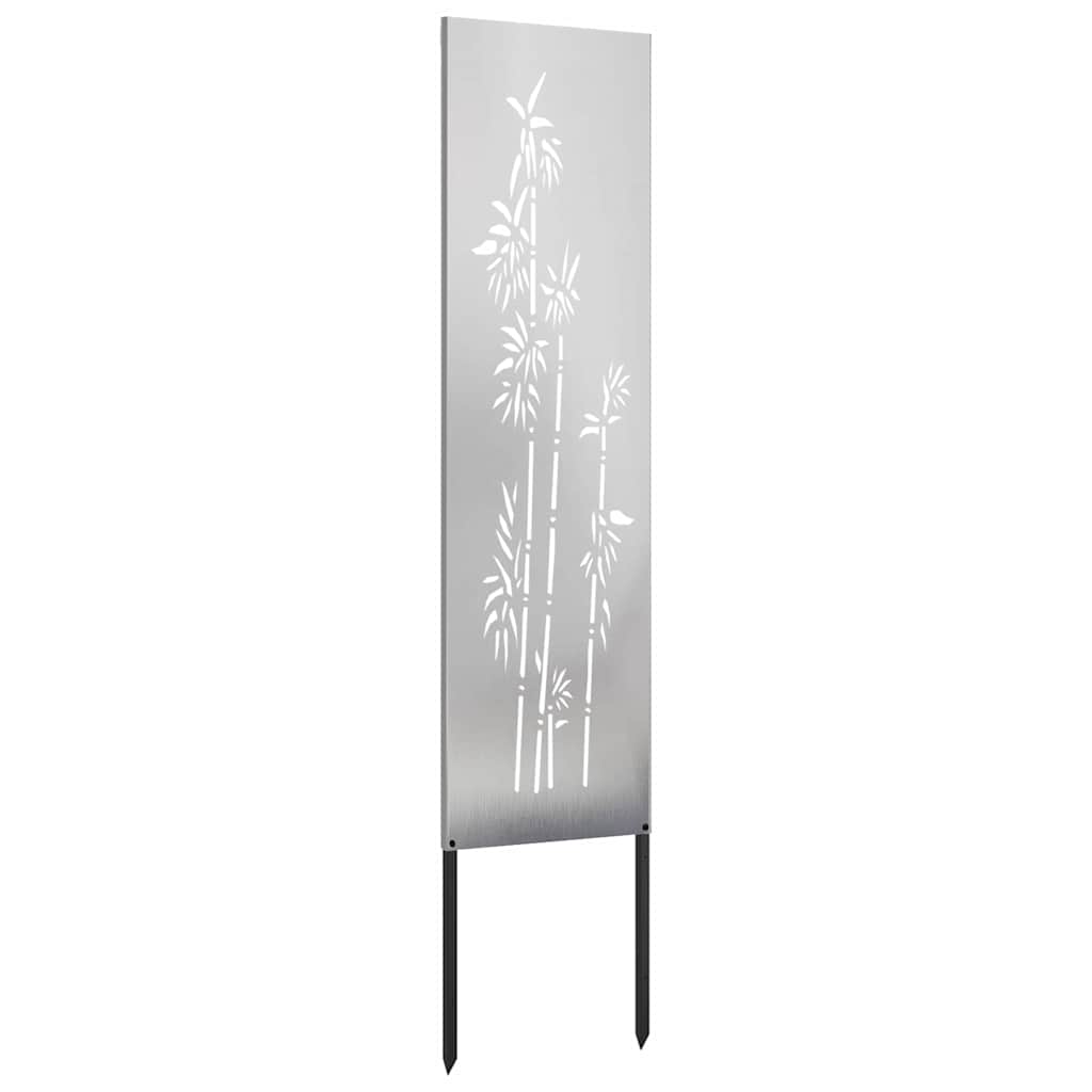 Garten Sichtschutz-Leinwand Floral Silber 32 x 140 cm Edelstahl