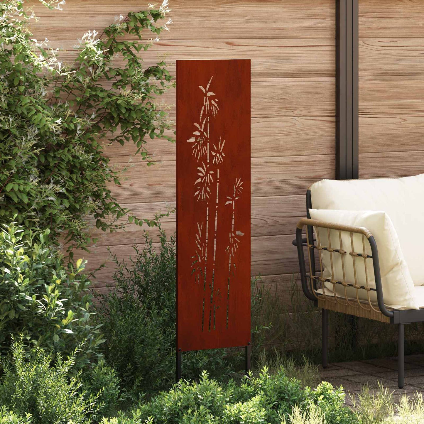 Brise-vue de jardin toile rouille 32 x 140 cm Acier résistant aux intempéries