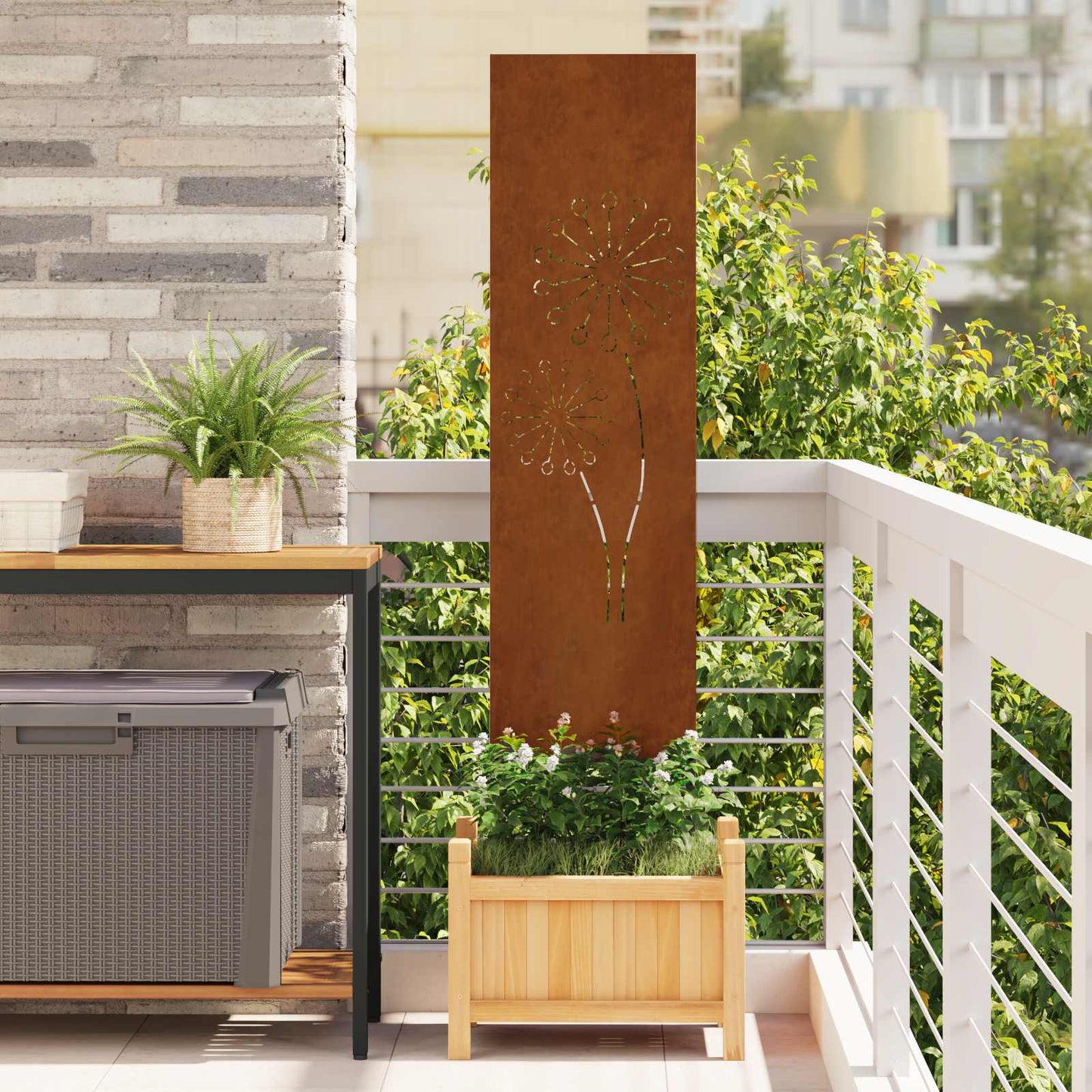 Garden Privacy Screen Canvas Rusty 32 x 140 cm Weathering Steel