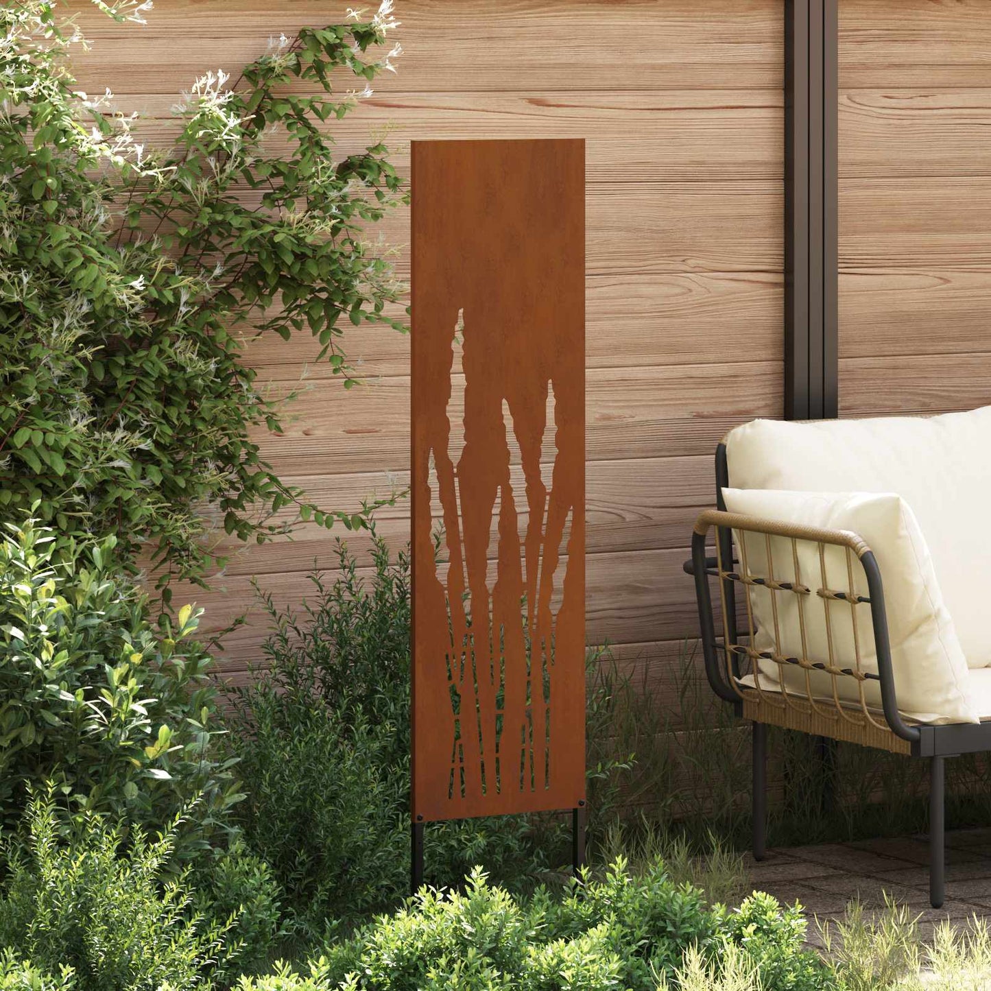 Brise-vue de jardin toile rouille 32 x 140 cm Acier résistant aux intempéries