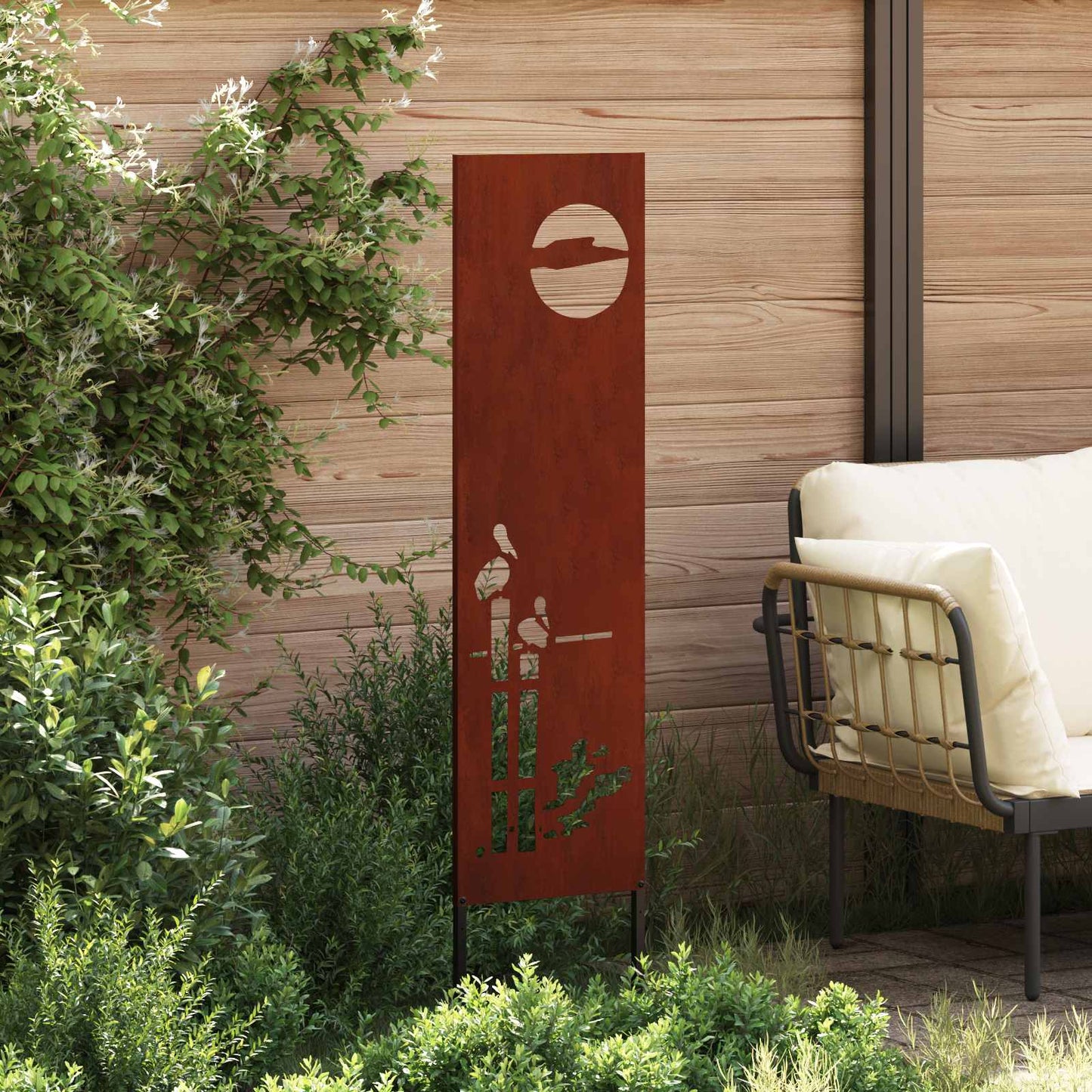 Garden Privacy Screen Canvas Rusty 32 x 140 cm Weathering Steel