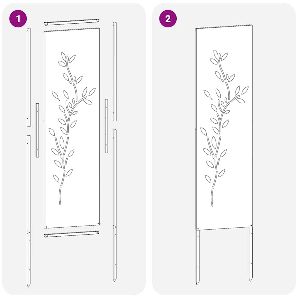Garden Privacy Screen Canvas Floral Silver 32 x 140 cm Stainless Steel