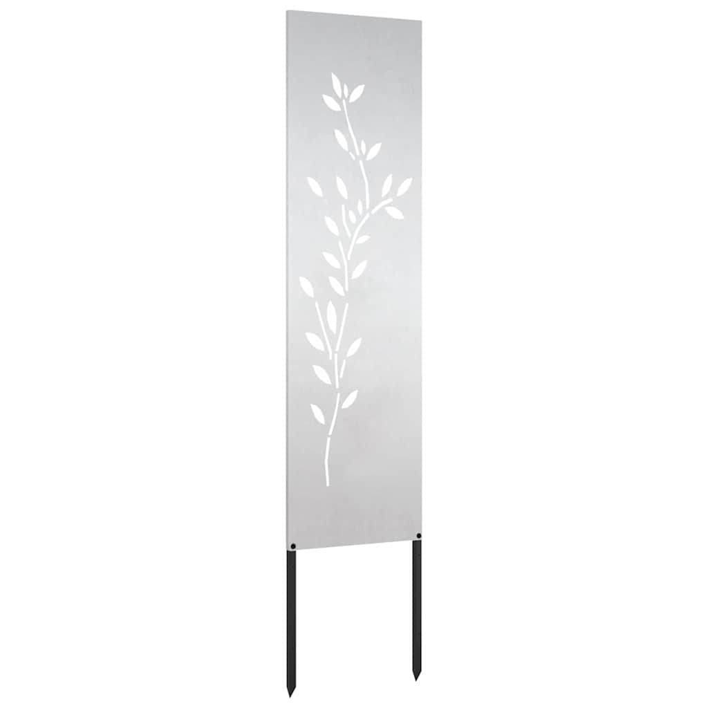Garden Privacy Screen Canvas Floral Silver 32 x 140 cm Stainless Steel