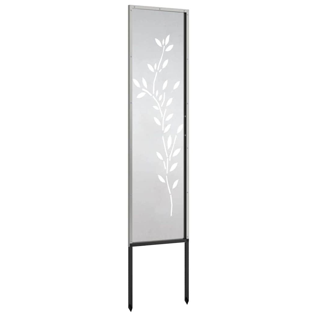 Garden Privacy Screen Canvas Floral Silver 32 x 140 cm Stainless Steel