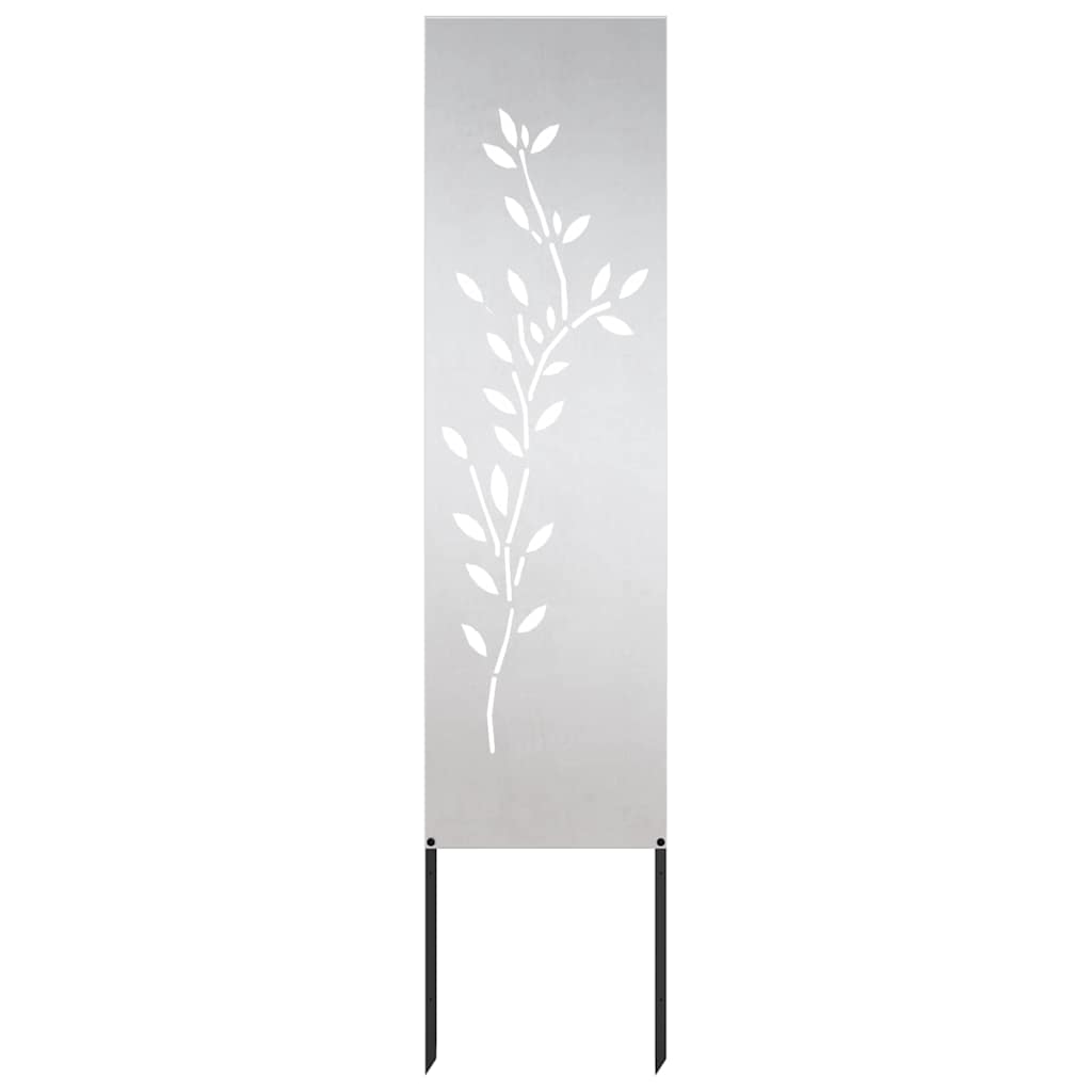 Garden Privacy Screen Canvas Floral Silver 32 x 140 cm Stainless Steel