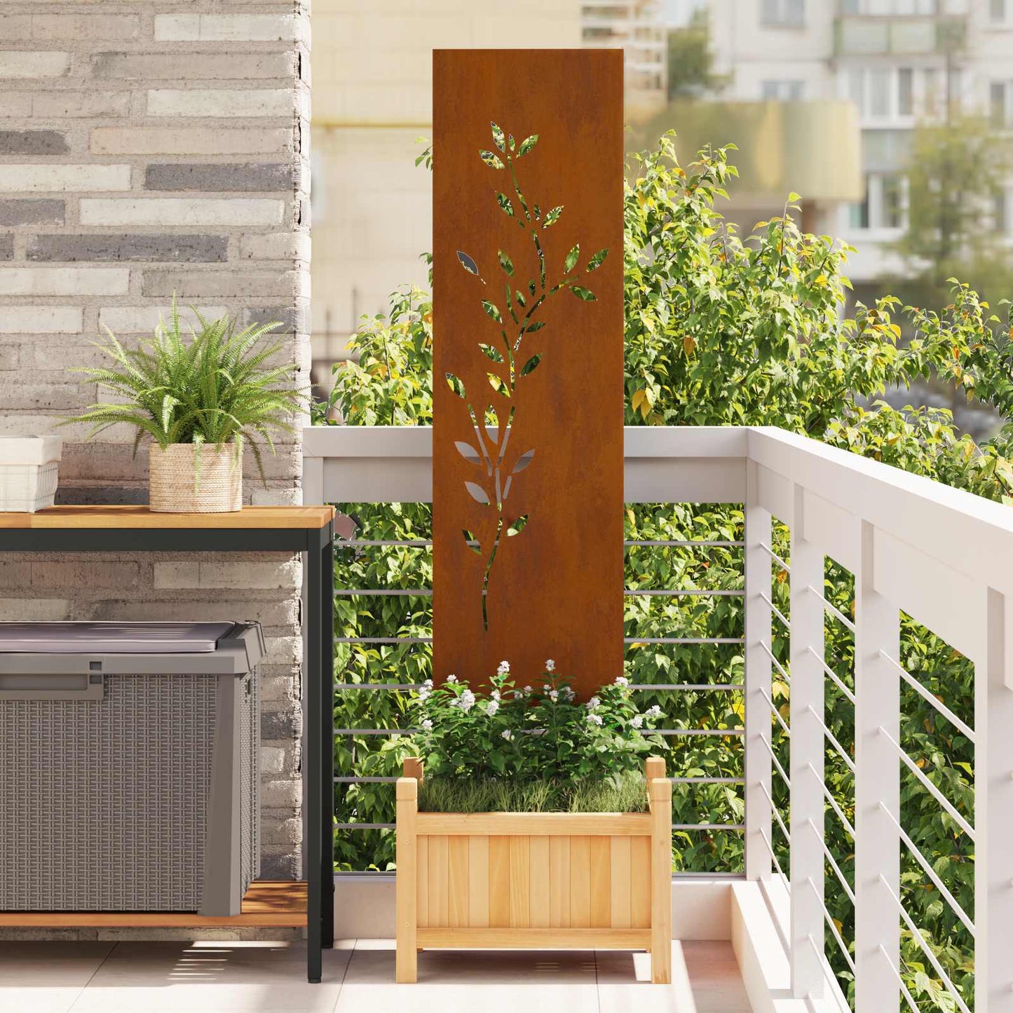 Garten Sichtschutz-Leinwand Rostig 32 x 140 cm Wetterfeststahl
