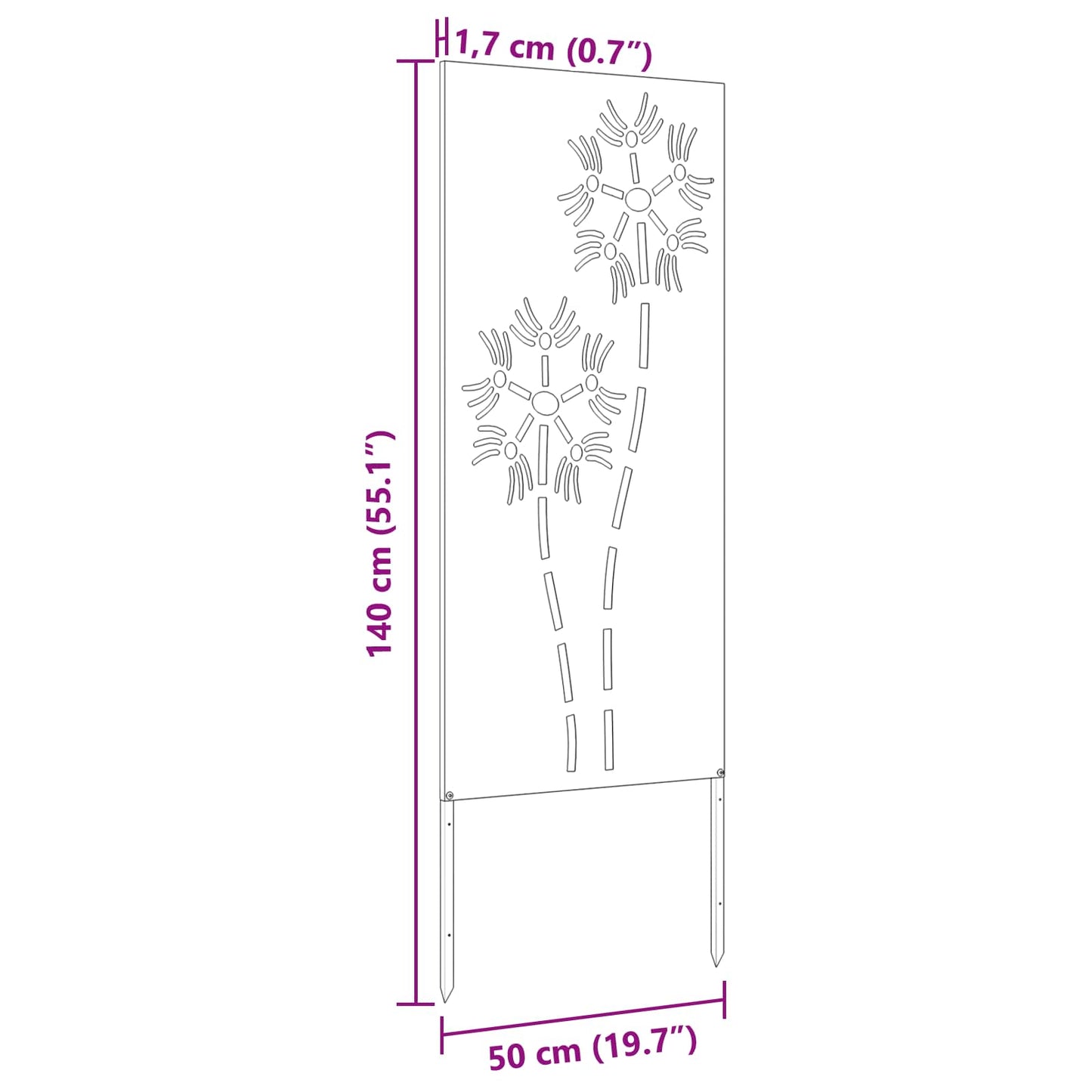 Voile brise-vue de jardin Argent 50 x 140 cm Inox