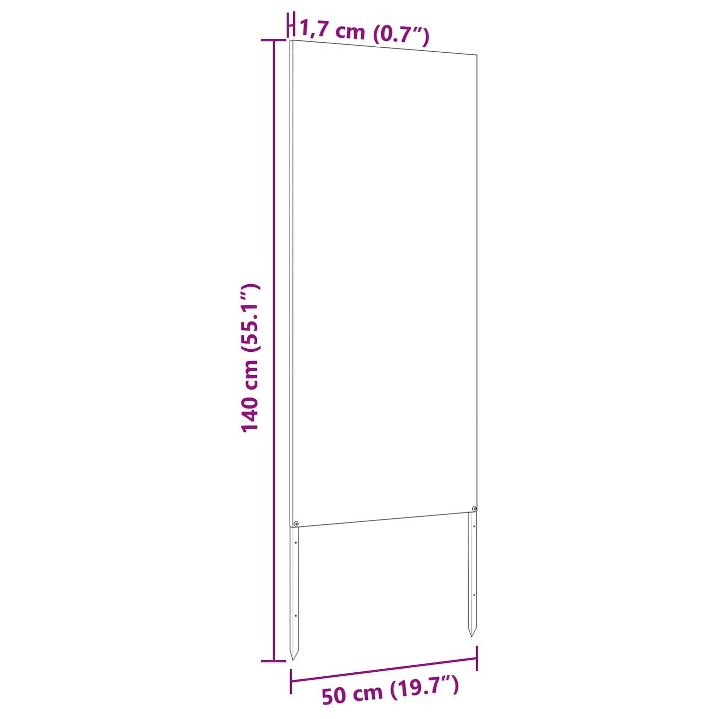 Garten Sichtschutz-Leinwand Rostig 50 x 140 cm Wetterfeststahl