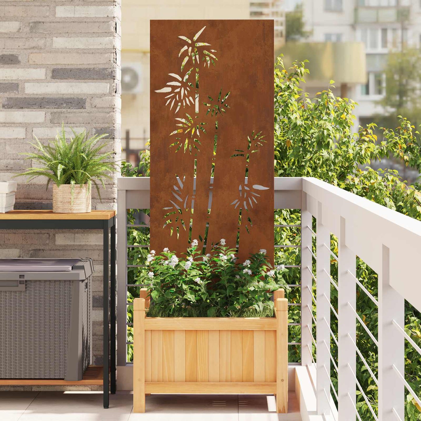 Brise-vue de jardin toile rouille 50 x 140 cm acier résistant aux intempéries