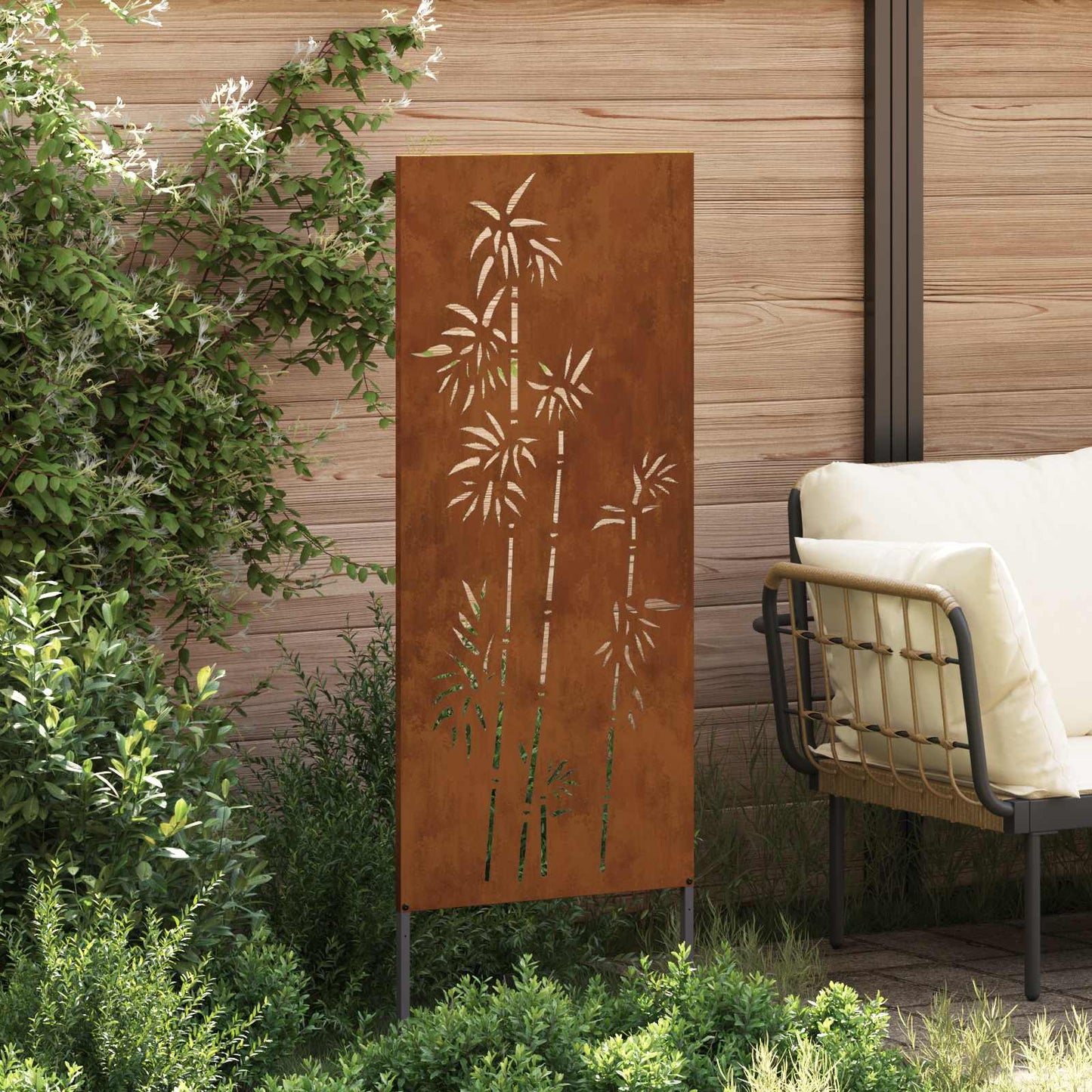 Brise-vue de jardin toile rouille 50 x 140 cm acier résistant aux intempéries