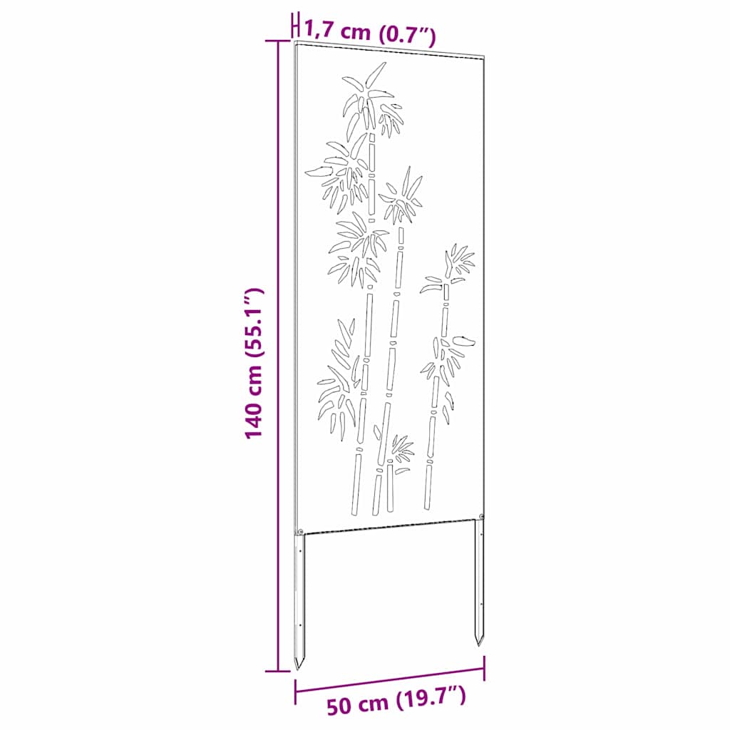 Brise-vue de jardin toile rouille 50 x 140 cm acier résistant aux intempéries