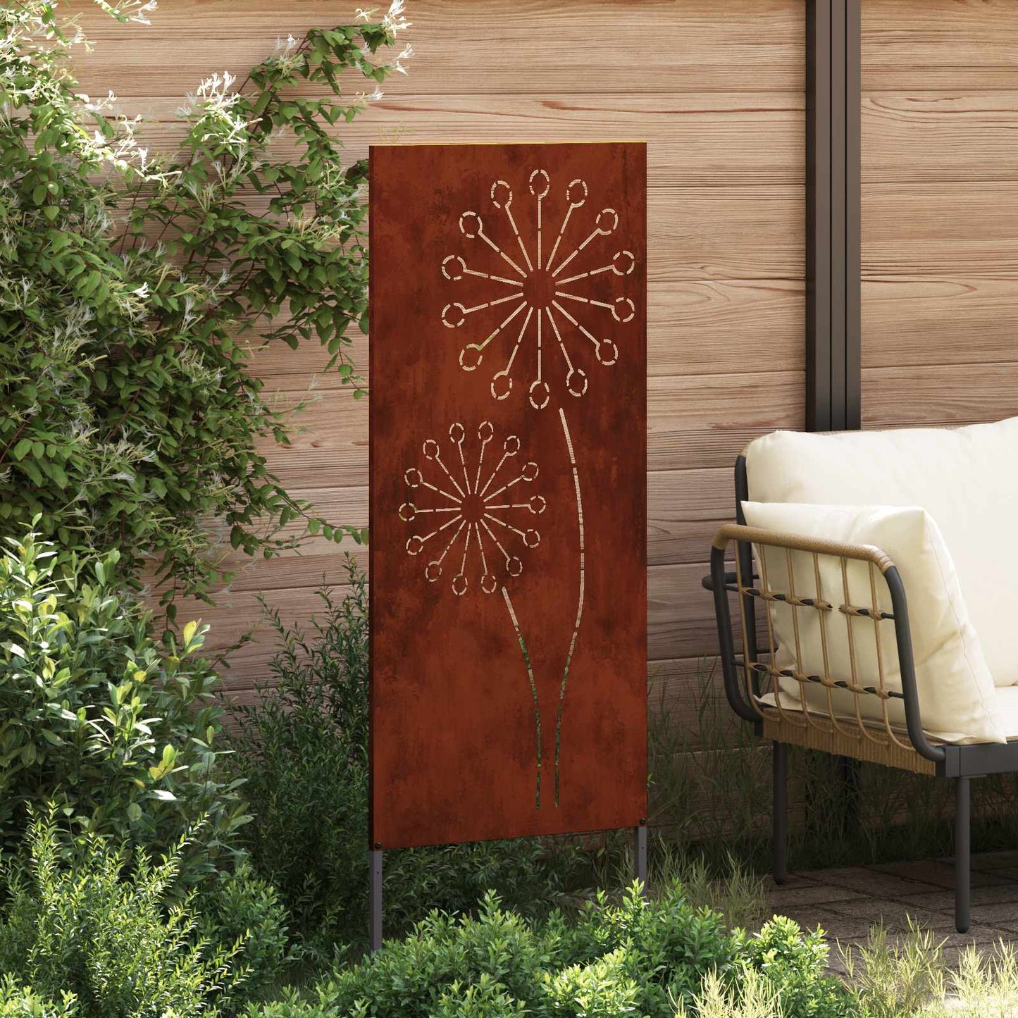 Brise-vue de jardin toile rouille 50 x 140 cm acier résistant aux intempéries