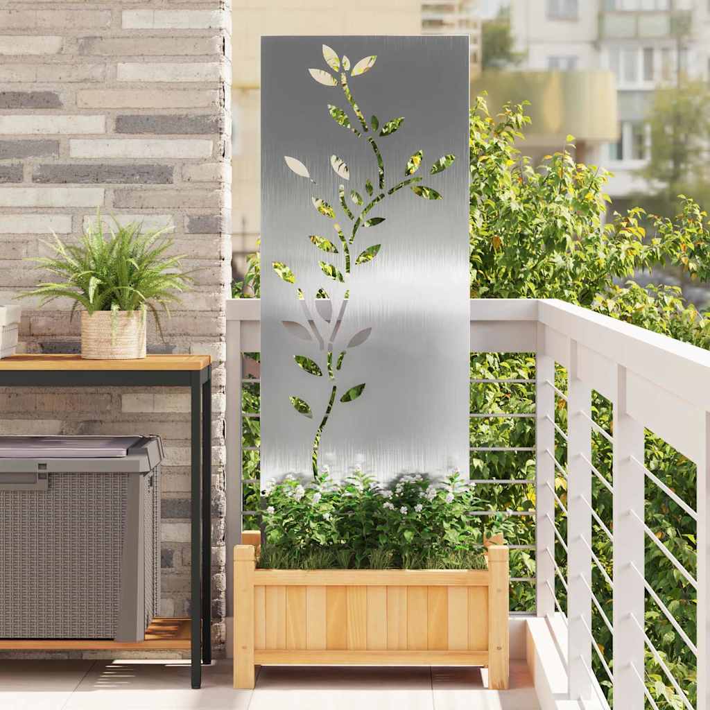 Brise-vue de jardin toile Fleurs argentées 50 x 140 cm acier inoxydable