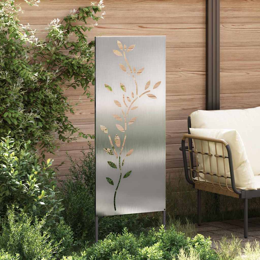 Brise-vue de jardin toile Fleurs argentées 50 x 140 cm acier inoxydable