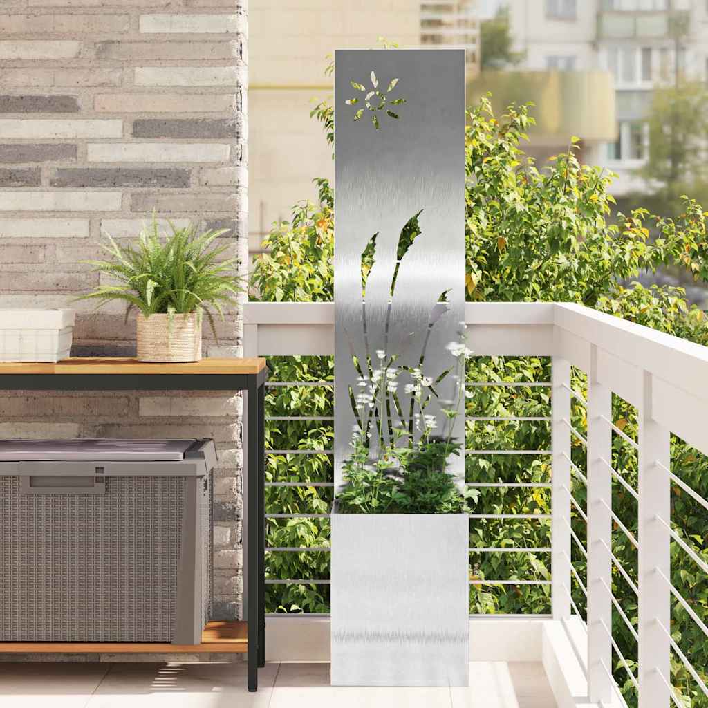 Garden Privacy Screen Canvas Silver 32 x 140 cm Stainless Steel