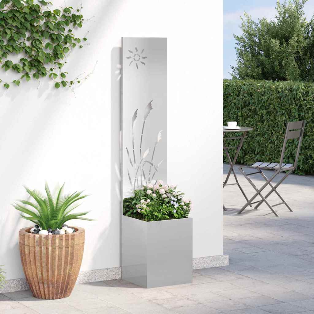 Garden Privacy Screen Canvas Silver 32 x 140 cm Stainless Steel