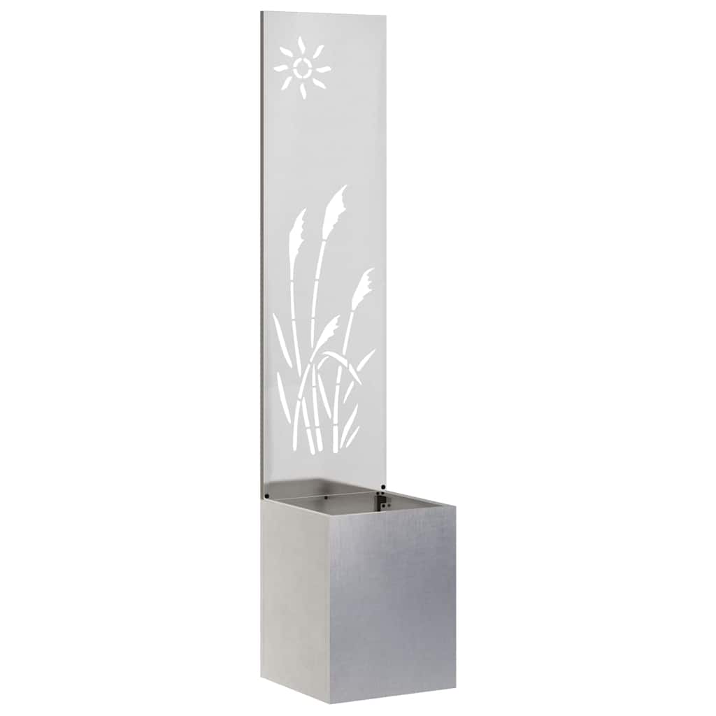 Garden Privacy Screen Canvas Silver 32 x 140 cm Stainless Steel