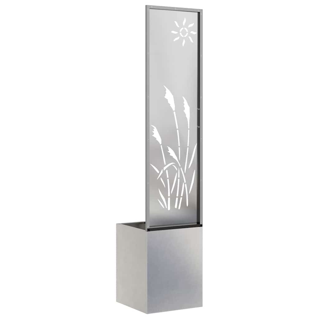 Garden Privacy Screen Canvas Silver 32 x 140 cm Stainless Steel