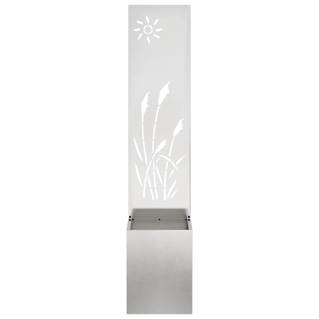 Garden Privacy Screen Canvas Silver 32 x 140 cm Stainless Steel