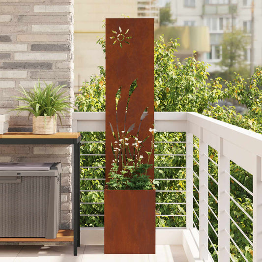 Brise-vue de jardin toile rouille 32 x 140 cm Acier résistant aux intempéries