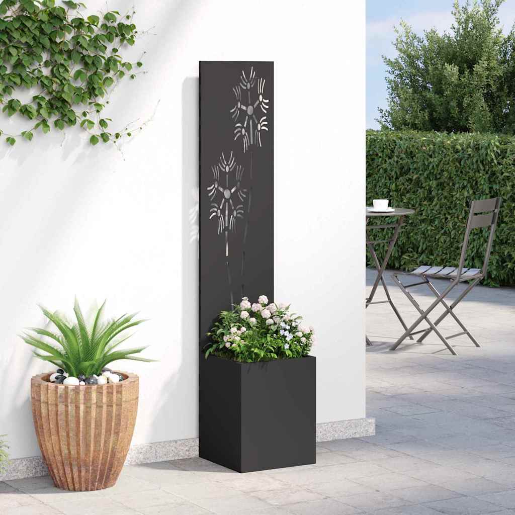 Garden Privacy Screen Fabric Floral Black 32 x 140 cm