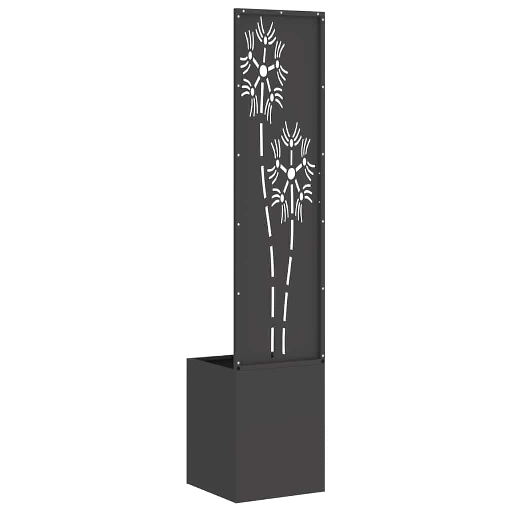 Garden Privacy Screen Fabric Floral Black 32 x 140 cm