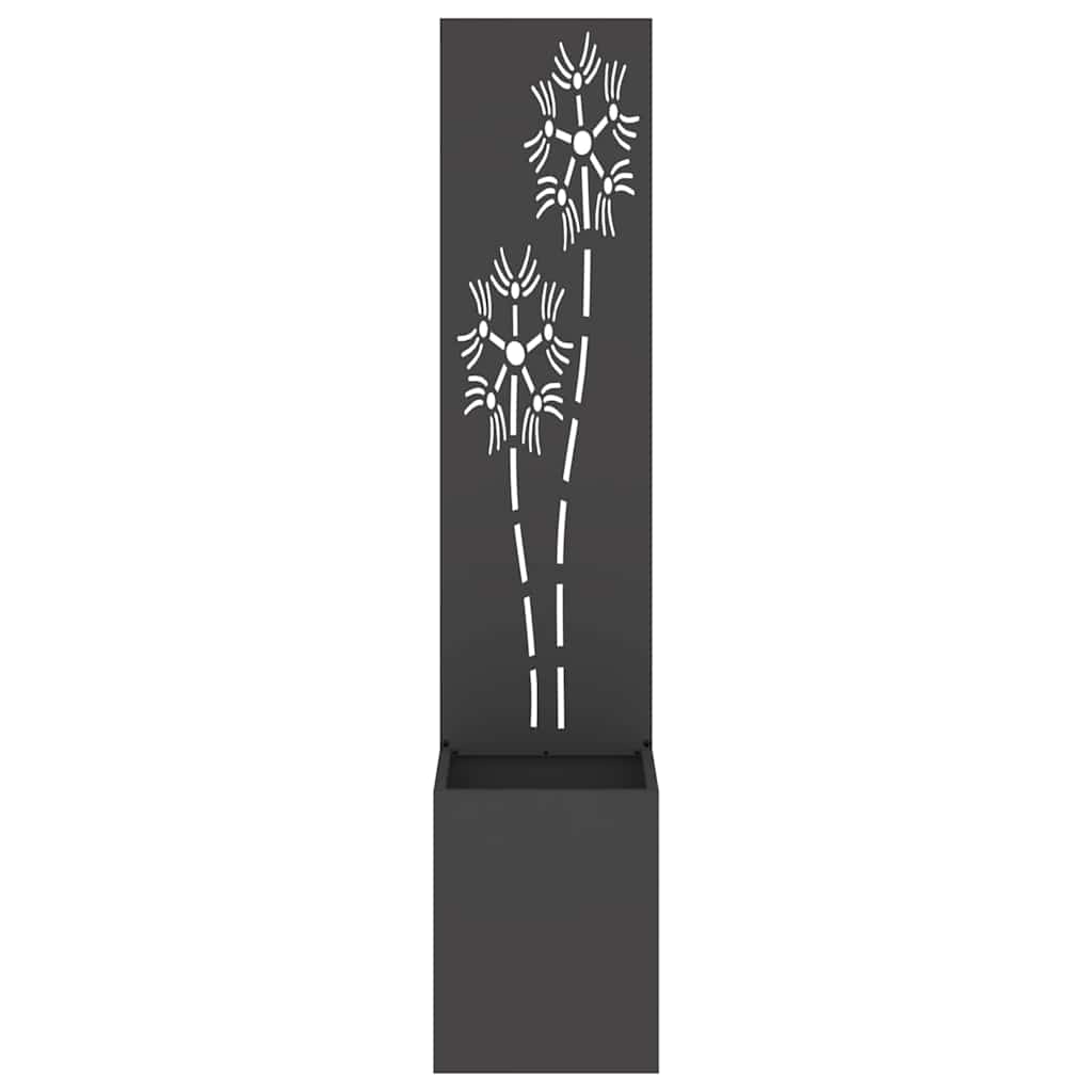 Garden Privacy Screen Fabric Floral Black 32 x 140 cm