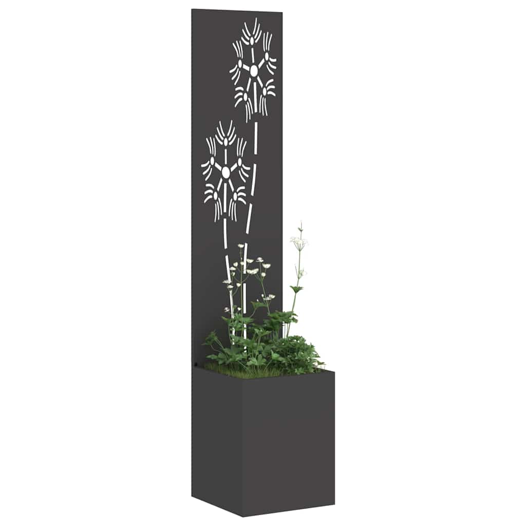Garden Privacy Screen Fabric Floral Black 32 x 140 cm