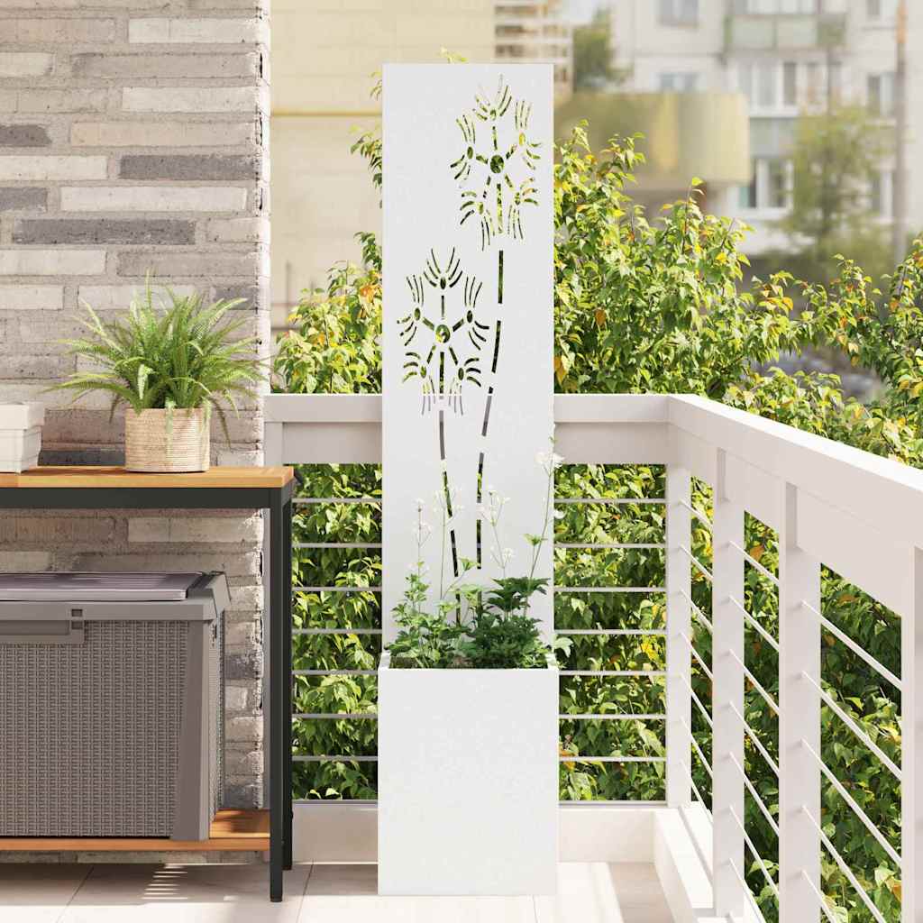 Garten Sichtschutz-Leinwand Floral Weiß 32 x 140 cm