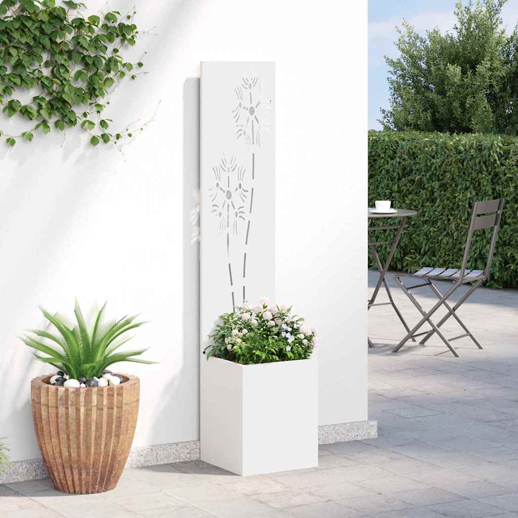 Garten Sichtschutz-Leinwand Floral Weiß 32 x 140 cm