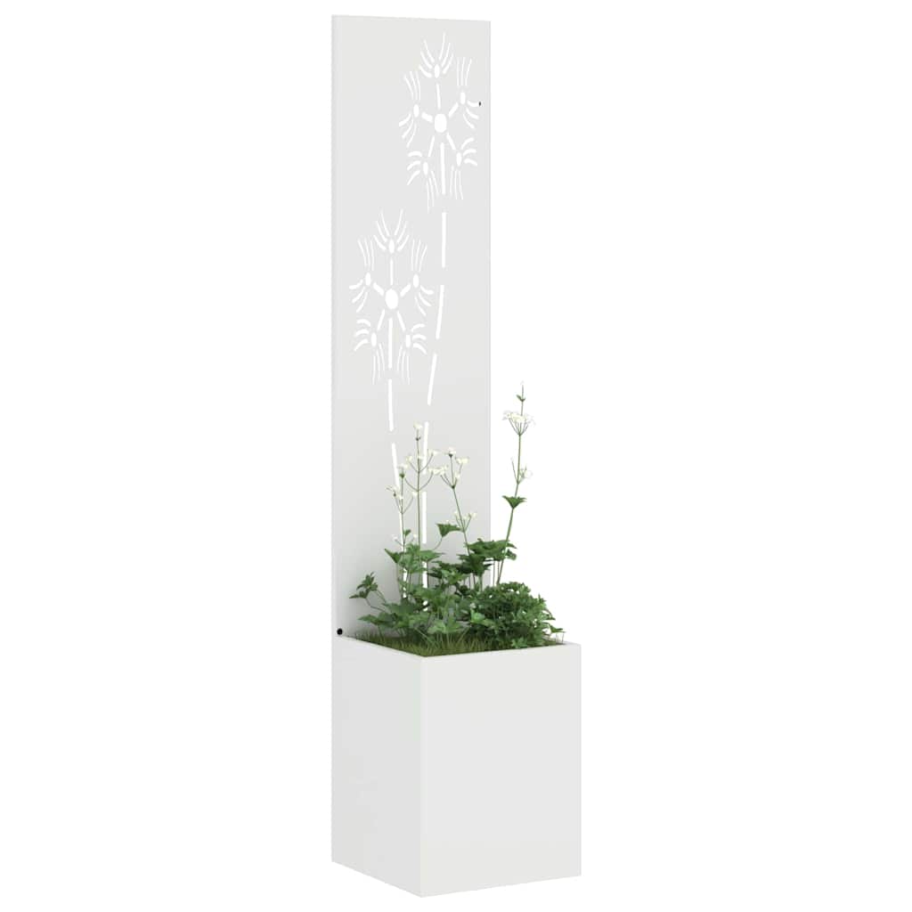 Garten Sichtschutz-Leinwand Floral Weiß 32 x 140 cm