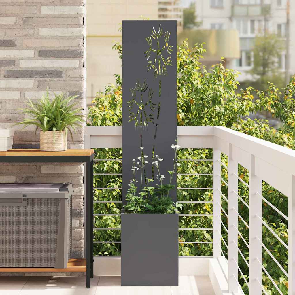 Garten Sichtschutz-Leinwand Floral Anthrazit 32 x 140 cm