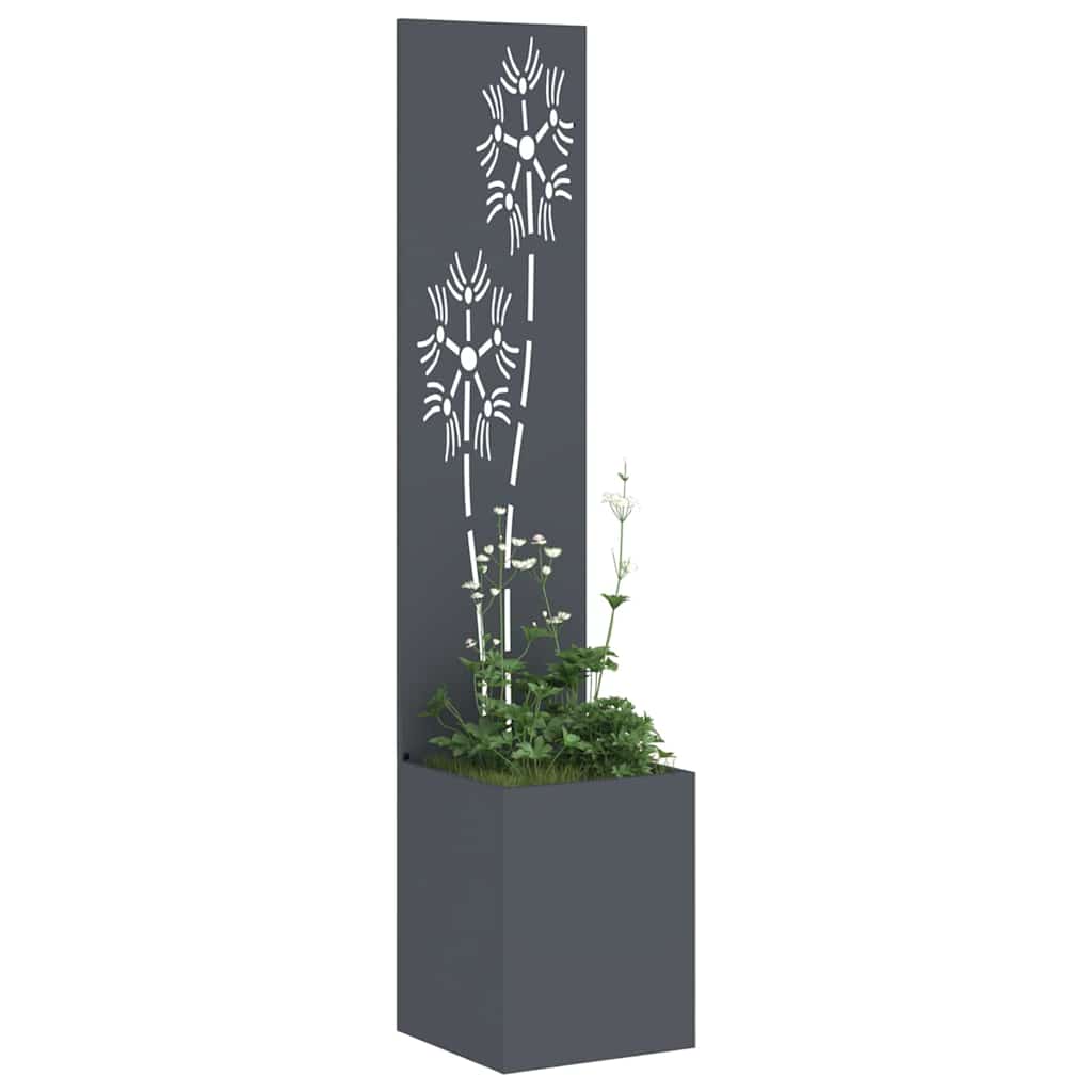 Garten Sichtschutz-Leinwand Floral Anthrazit 32 x 140 cm