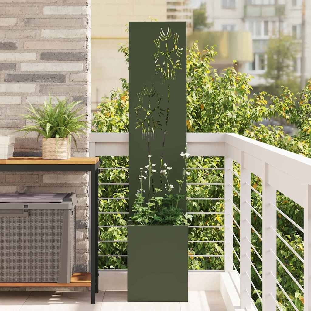 Garten Sichtschutz-Leinwand Floral Olivgrün 32 x 140 cm