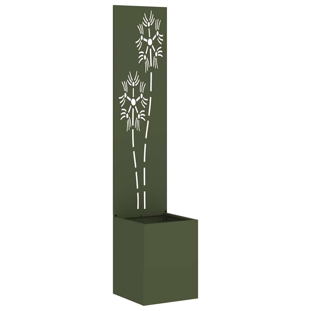 Garten Sichtschutz-Leinwand Floral Olivgrün 32 x 140 cm