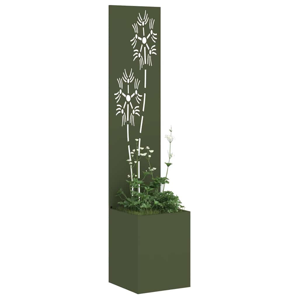 Garten Sichtschutz-Leinwand Floral Olivgrün 32 x 140 cm