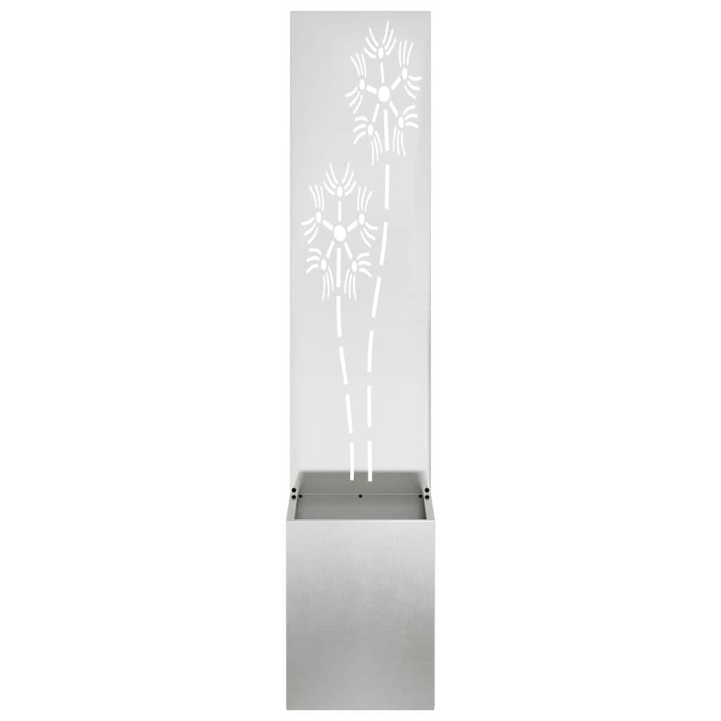 Garden Privacy Screen Canvas Floral Silver 32 x 140 cm Stainless Steel