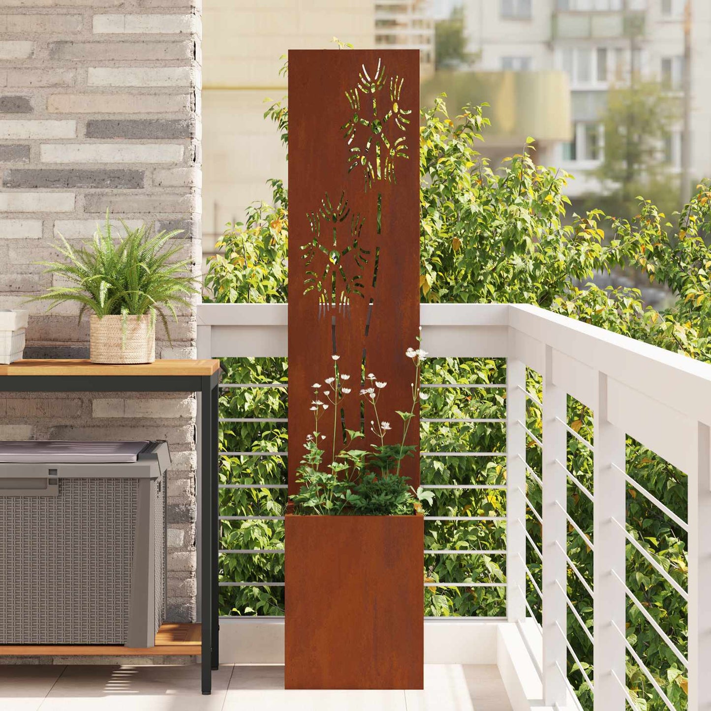 Brise-vue de jardin toile Fleurs Rouille 32 x 32 x 150 cm
