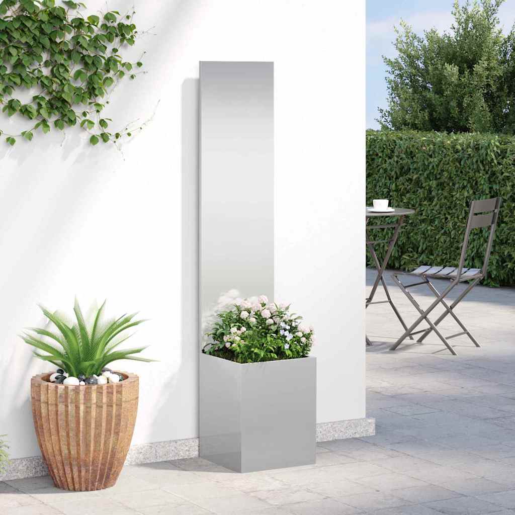 Toile brise-vue de jardin argentée 32 x 140 cm Acier inoxydable