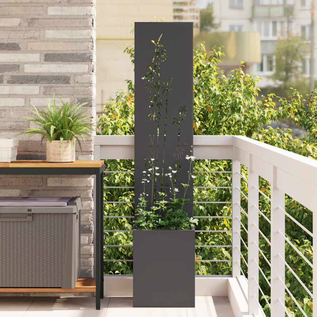 Garden Privacy Screen Canvas Floral Black 32 x 32 x 150 cm