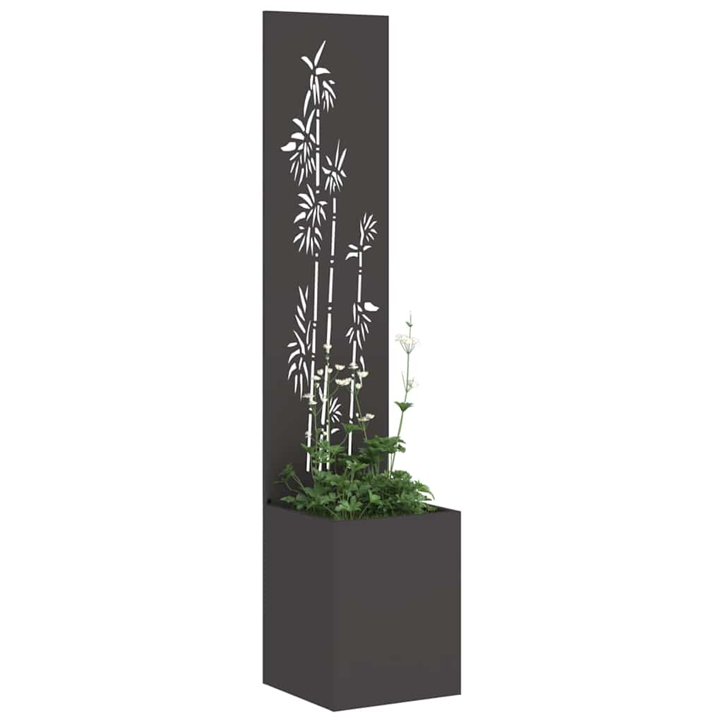 Garden Privacy Screen Canvas Floral Black 32 x 32 x 150 cm