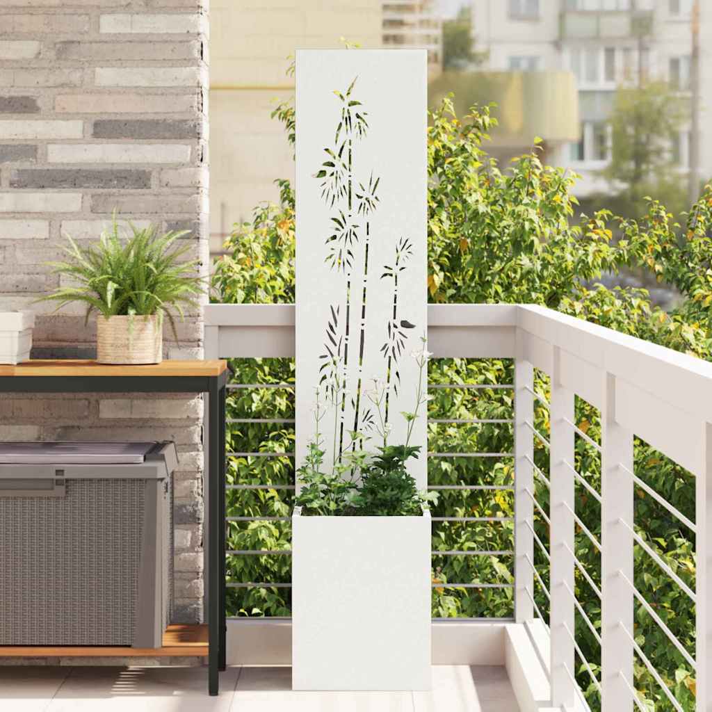 Garden Privacy Screen Canvas Floral White 32 x 140 cm