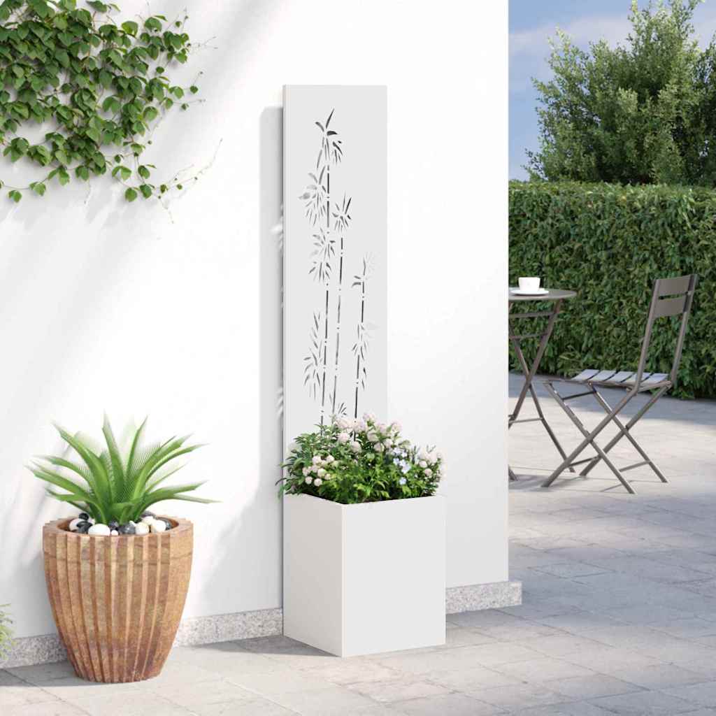 Garden Privacy Screen Canvas Floral White 32 x 140 cm