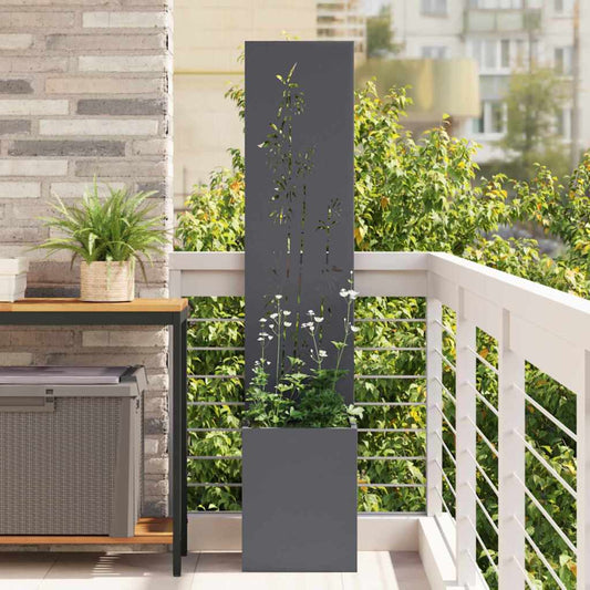 Garten Sichtschutz-Leinwand Floral Anthrazit 32 x 140 cm