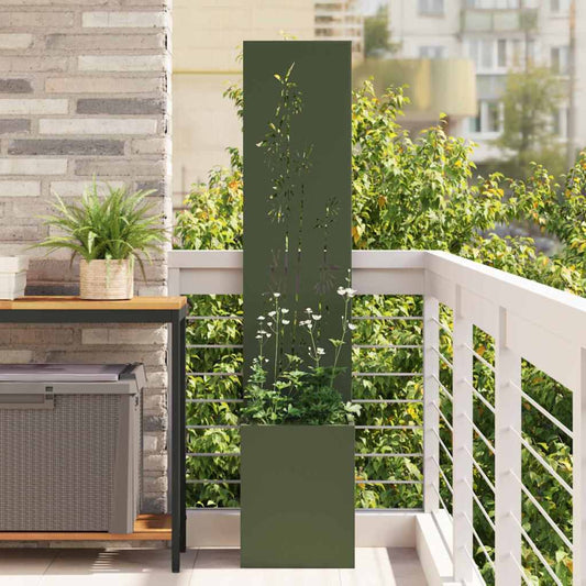 Brise-vue de jardin toile Motif floral vert olive 32 x 32 x 150 cm