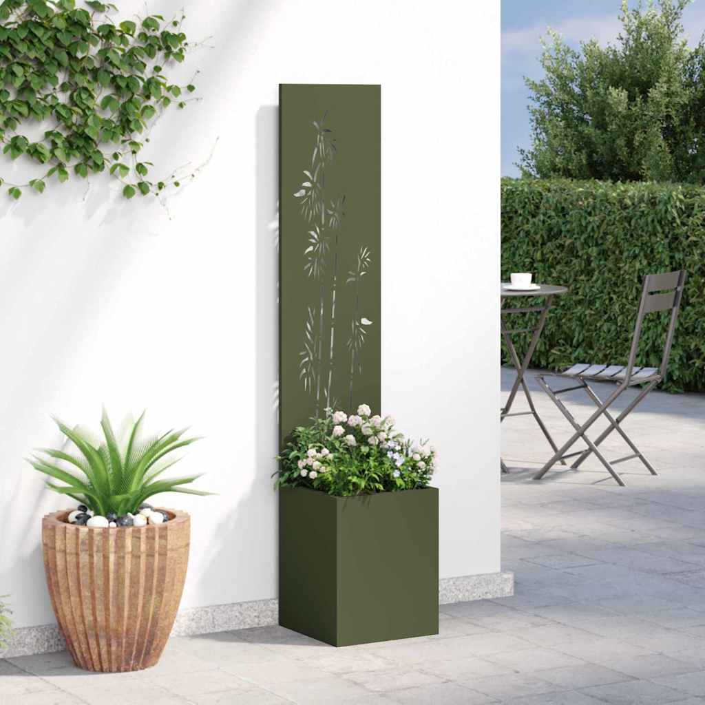 Garten Sichtschutz-Leinwand Floral Olivgrün 32 x 32 x 150 cm