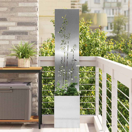 Paravent de jardin Floral Argent 32 x 140 cm Acier inoxydable