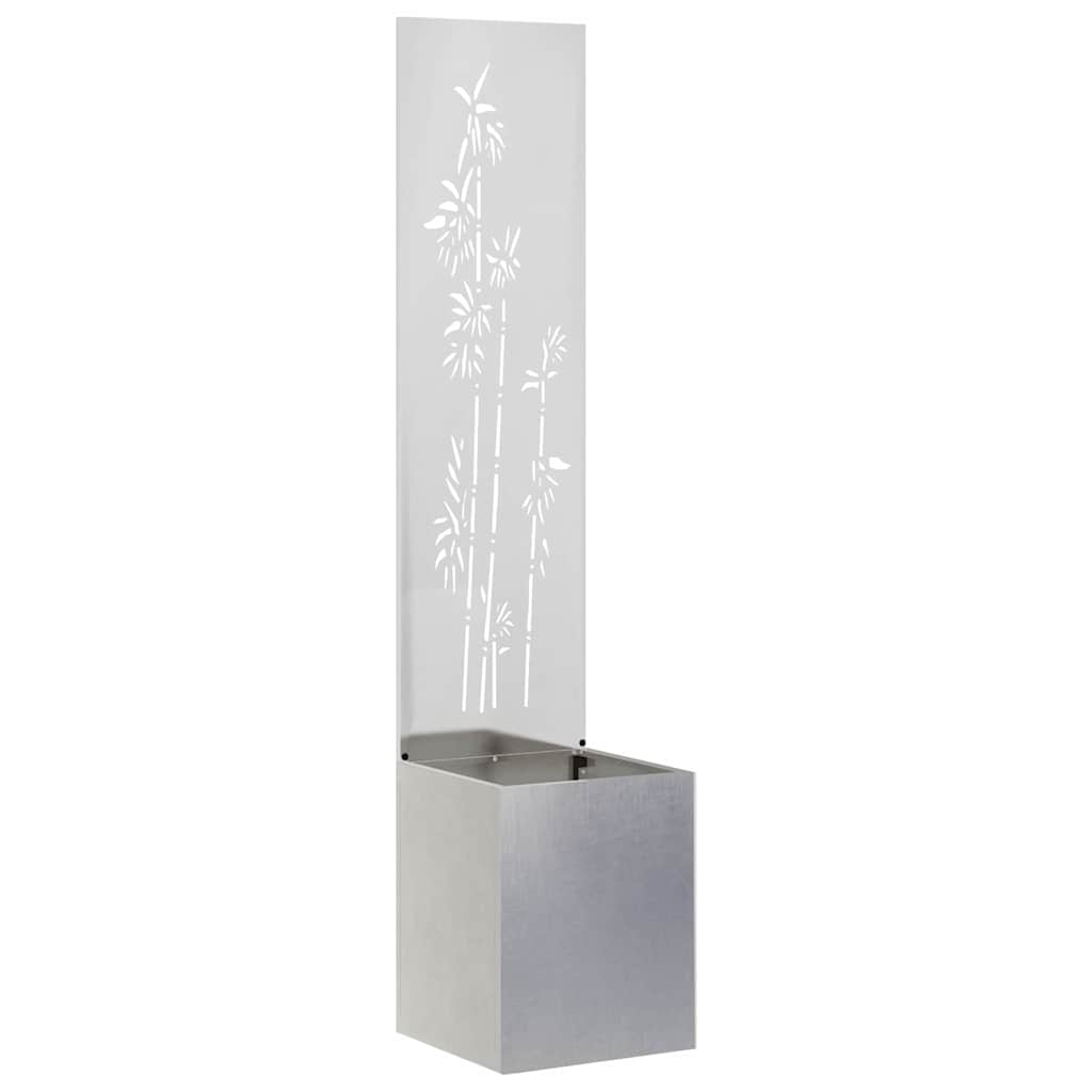 Garten Sichtschutz-Leinwand Floral Silber 32 x 140 cm Edelstahl