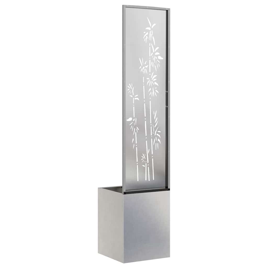 Garten Sichtschutz-Leinwand Floral Silber 32 x 140 cm Edelstahl